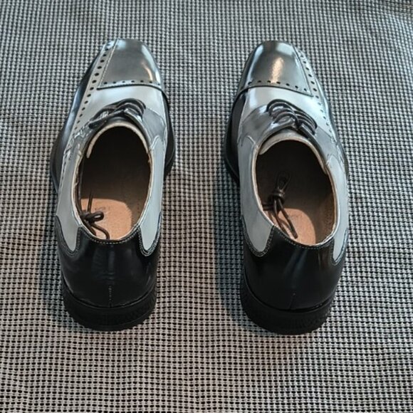 Stacy Adams Shoes Plaza Modified Cap Toe Oxford Black/Gray Size 9.5 - Picture 7 of 10